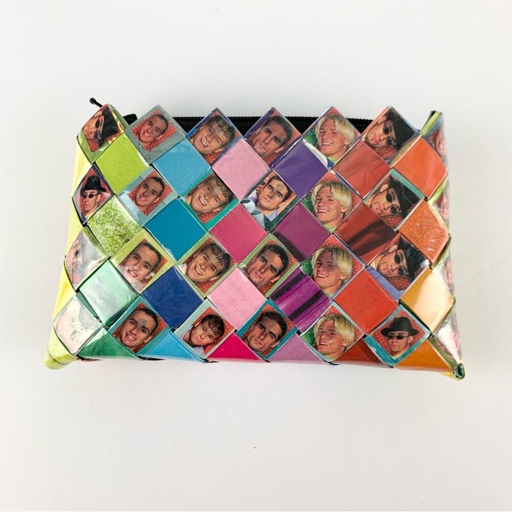 Backstreet Boys Magazine Wrapper Folded Woven Origami Patchwork Wallet Coin Bag - Picture 2 of 5